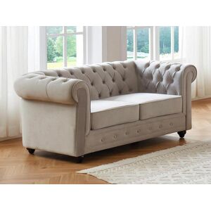 Vente unique Canape 2 places CHESTERFIELD Velours gris clair