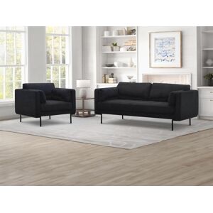 Canape 3 places et fauteuil en tissu anthracite et pieds en metal ISABELLA de Maison Cephy