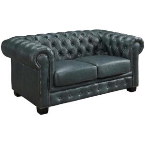 Vente uniquecom Canape chesterfield 2 places BRENTON 100 cuir de buffle premium Vert de gris