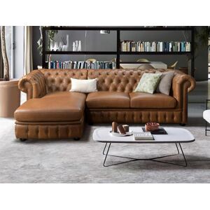 Vente-unique.com Canapé d'angle gauche chesterfield BRENTON 100% cuir de buffle premium - Caramel vintage - Publicité