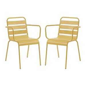 Lot de 2 fauteuils de jardin empilables en metal Jaune moutarde MIRMANDE de MYLIA