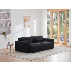 Vente-unique Canape 3 places en tissu sherpa effet peau de mouton noir MAGALI