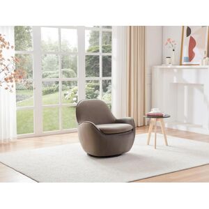 Vente unique Fauteuil pivotant arrondi en velours taupe MATENA