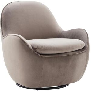 Vente-unique Fauteuil pivotant arrondi en velours taupe MATENA