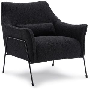 Vente-unique Fauteuil en tissu sherpa effet peau de mouton noir LOVENA