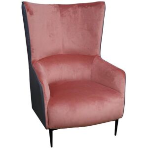 Vente-unique Fauteuil en velours rose et structure anthracite MENDOCINO