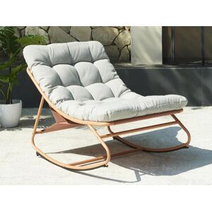 Vente-unique.com Fauteuil de jardin a bascule en acier - Orange et coussin gris clair - SARANI de MYLIA