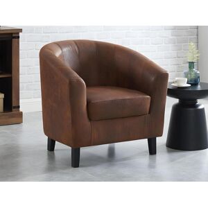 Vente unique Fauteuil cabriolet en microfibre vieillie marron CRISTOBAL II