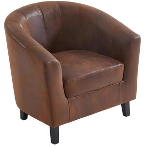 Vente-unique Fauteuil cabriolet en microfibre vieillie marron CRISTOBAL II