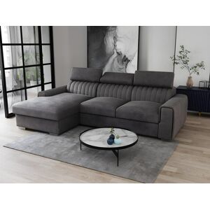 Vente unique Canape dangle gauche convertible en tissu gris anthracite LARICA