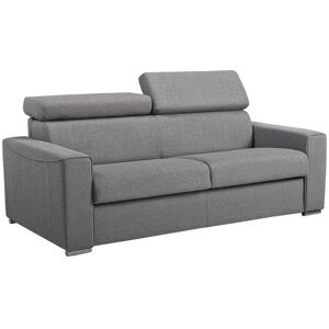 Dunlopillo Canape 3 places convertible express en tissu gris couchage lattes larges 140 cm Matelas 22 cm avec memoire de forme VIZIR