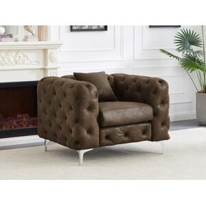 Vente-unique Fauteuil chesterfield en microfibre aspect cuir vieilli EDWINA