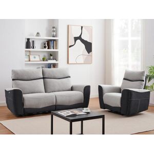 Vente unique Canape 3 places et fauteuil relax electrique en tissu gris et anthracite DAMON