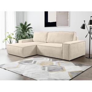 Vente unique Canape dangle convertible en tissu bouclette beige AMELIA Angle Gauche