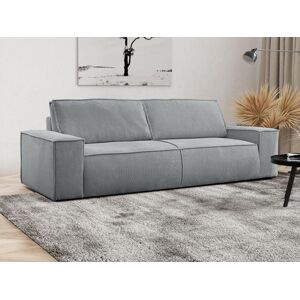 Vente unique Canape 4 places convertible en velours cotele gris clair AMELIA