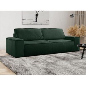 Vente unique Canape 4 places convertible en velours cotele vert sapin AMELIA