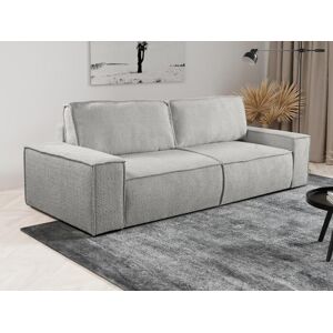 Vente unique Canape 4 places convertible en tissu bouclette gris AMELIA