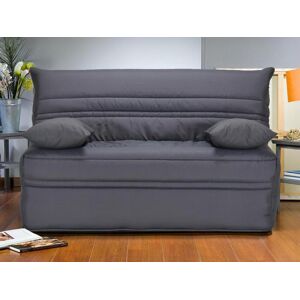 Vente-unique Canapé convertible BZ CANYON II 100% coton fermeture assistée, 140x190 cm - Gris