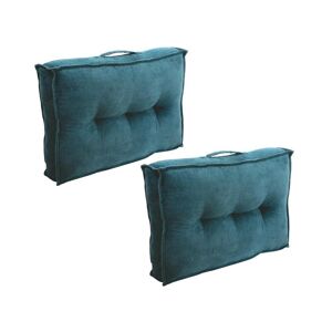 OZAIA Lot de 2 coussins palette en velours côtele - L. 60 x P. 40 cm - Bleu - BAILA