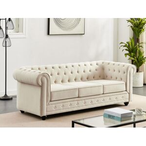 Vente-unique Canapé 3 places en tissu beige CHESTERFIELD