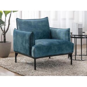 Vente unique Fauteuil en velours bleu canard JOEL