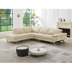 Vente unique Canape dangle droit relax electrique en cuir de vachette beige PUNO II