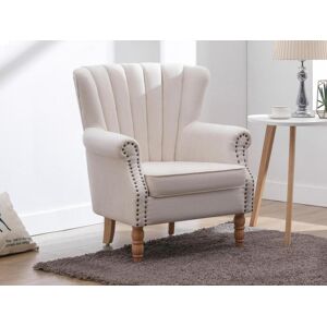 Vente-unique Fauteuil en tissu crème finition cloutée BATOUMI