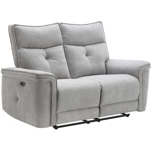 Vente-unique Canapé 2 places relax électrique en tissu gris BENJAMIN