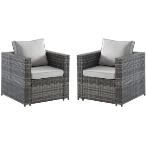 Vente-unique.com Lot de 2 fauteuils de jardin en resine tressee - Gris - ANORI de MYLIA