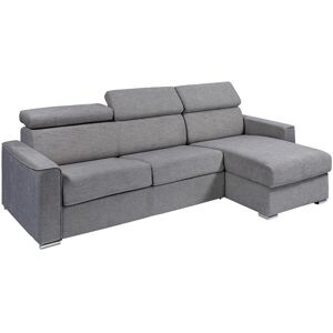 Vente unique Canape dangle reversible convertible express en tissu gris Couchage a lattes larges 140 cm Matelas 18 cm VIZIR