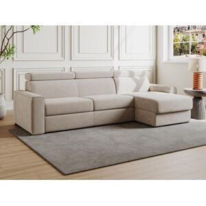 Vente unique Canape dangle reversible convertible express en velours cotele beige Couchage 140 cm Matelas 18 cm VIZIR