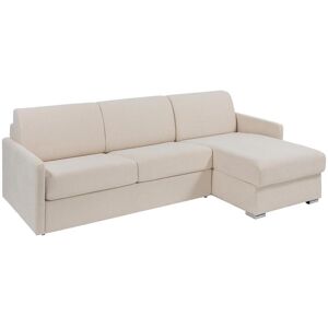 Vente unique Canape dangle convertible express et reversible en tissu beige Couchage 140 cm Matelas 18 cm CALIFE