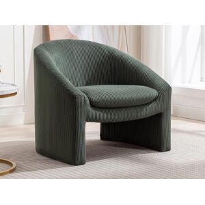 Vente unique Fauteuil en velours cotele vert OSSANA