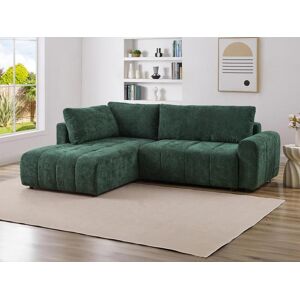 Vente-unique Canape d'angle gauche convertible en tissu texture vert RICIA