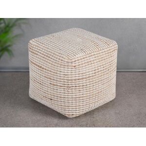 Vente-unique Pouf carre en coton et jute coloris ivoire et naturel ALBORGA