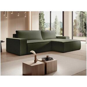 Vente unique Canape dangle droit convertible en tissu texture vert AMELIA