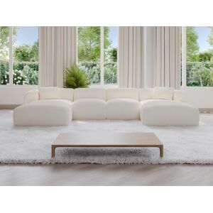 Vente uniquecom Grand canape dangle panoramique en tissu bouclette blanc POGNI de Maison Cephy