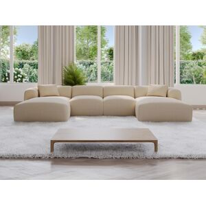 Vente uniquecom Grand canape dangle panoramique en tissu texture beige POGNI de Maison Cephy