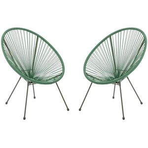 Vente-unique.com Lot de 2 fauteuils de jardin en fils de resine tresses - Kaki - ALIOS III de MYLIA