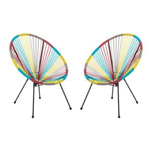 Vente-unique.com Lot de 2 fauteuils de jardin en fils de resine tresses - Multicolore - ALIOS III de MYLIA