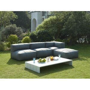 Salon de jardin modulable 4 places en tissu : 2 fauteuils, 1 angle, 1 pouf et une table basse - Anthracite - LIVAI de MYLIA