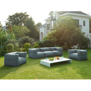 Salon de jardin modulable 5 places en tissu : 2 fauteuils avec accoudoirs, 1 fauteuil, 2 angles et une table basse - Anthracite - LIVAI de MYLIA