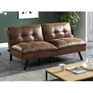 Vente unique Canape convertible clic clac 3 places en microfibre vieillie marron PEGULA II