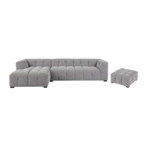 Canape d'angle gauche et pouf en tissu chine gris DILOME de Pascal Morabito