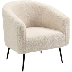 Nordlys Fauteuil de salon en métal et bouclettes blanches