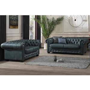 Vente uniquecom Canapes chesterfield 3 places et 2 places BRENTON 100 cuir de buffle premium Vert de gris