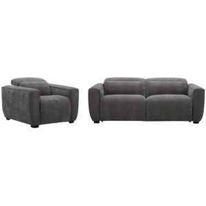 Vente-unique Canapé 3 places et fauteuil relax électrique en tissu gris LAGUNDI