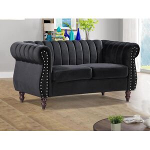 Vente-unique Canapé chesterfield 2 places en velours noir TRUMBO