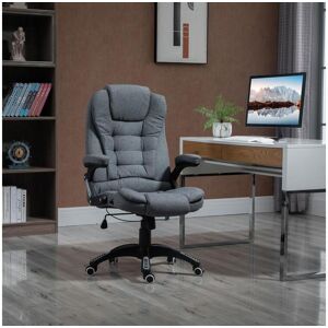 Vinsetto Fauteuil de bureau direction ergonomique hauteur réglable dossier inclinable toile de lin gris chiné