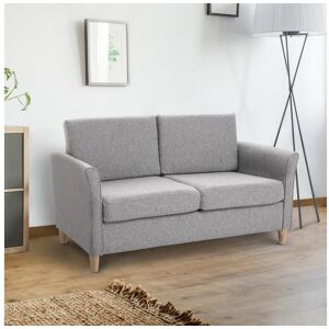 Homcom Canape 2 places design scandinave dim. 141L x 65l x 78H cm pieds bois massif tissu lin gris clair chine